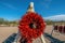 Tucson, Arizona- Hanging wreath of chili peppers on the side of the road