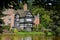 Tudor building  at canal in Worsley, England