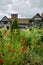 Tudor manor House and flowers