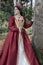 Tudor woman in red dress