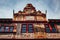 Tuebingen, Germany - December 2019: Old and beautiful city hall of tÃ¼bingen in Germany with a clock and frescos at the facade.