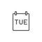 Tuesday calendar page line icon