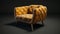 Tufted Brown Leather Chair With Gold Legs - Zbrush Style Neo-mosaic Texture Exploration