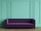 Tufted violet sofa in classic interior with copy space