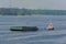 Tug boat with a barge