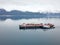 Tug and fuel barge on Alaskan bay