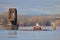 Tug Navigating Log Boom