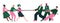 Tug of war - cartoon office people tugging a rope. Rival business teams