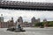 Tug working with barge on East River New York USA