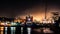 Tugboat docked at night, Mahakam river, Samarinda, Indonesia