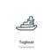 Tugboat outline vector icon. Thin line black tugboat icon, flat vector simple element illustration from editable transportation