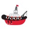 Tugboat transportation cartoon character side view vector illustration