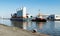 Tugboat and Vessel in the harbour of Bremerhaven in Germany