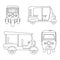 Tuk rickshaw Thailand icons set, outline style