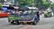 Tuk Tuk Tricycle in busy Bangkok downtown