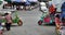 Tuk Tuk Tricycle in busy market center in Bangkok downtown