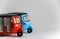 Tuk-tuk on white background.Traditional motor tricycle for transport passengers in Asia.
