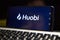 Tula, Russia - JANUARY 29, 2019: Huobi Global mobile app running on smartphone.