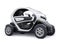 Tula, Russia. January 30, 2022: Renault Twizy ZE 2015: White Super compact electric city car for two passengers. 3D