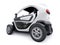 Tula, Russia. January 30, 2022: Renault Twizy ZE 2015: White Super compact electric city car for two passengers. 3D