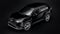 Tula, Russia. June 26, 2021: Toyota RAV4 SUV 2020 city black car isolated on black background. 3d illustration.