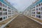 TULCAN, ECUADOR - JULY 3, 2016: central path of the cementery, graves located on the both sides of the path