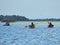 TULCEA, ROMANIA - AUGUST 13, 2017: Canoe tourists in the Danube delta, Romania