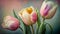 Tulip blossom in nature fresh petal colors generated by AI