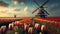 tulip field with windmill