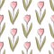 Tulip floral seamless pattern with colorful flowers shape on white background