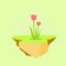 Tulip flower on floating ground vector illustration