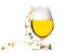 Tulip glass of beer with christmas tinsel isolated