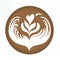Tulip Heart Coffee Latte art Logo, Digital illustration