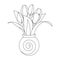 tulip line art flower coloring page design for printing template continuous black stroke