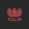 Tulip logo abstract flower monogram style, coral weaving lines art minimal style, beauty salon feminine emblem