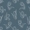 Tulip white line on navy blue vector seamless pattern. Tulip seamless pattern vector background. Decorative seamless