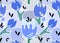 Tulips in cool blue colour abstract presentation illustration