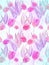 Tulips - drawing gouache on the background of watercolor. Spring flowers. Seamless pattern.