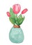 Tulips in an Easter egg. Pink tulips. Happy easter. Modern Easter prints. Easter home decor. Watercolor. Sketch