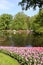 Tulips and lake view, Keukenhof Gardens, Holland