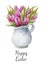 tulips in vase spring watercolor easter illustration