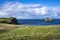 The Tulm Island, Duntulm Bay and the castle ruins on the Isle of Skye - Scotland