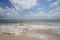 Tulum beach, white sand and blue sky, Carribean sea