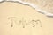 Tulum Written in Sand on Beach