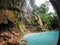 Tumalog waterfall in a mountain gorge in the tropical jungle of the Philippines, Cebu