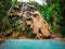 Tumalog waterfall in a mountain gorge in the tropical jungle of the Philippines, Cebu