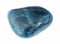 tumbled blue green apatite gem stone on white