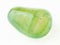 tumbled green transparent Calcite stone on white