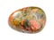 tumbled Unakite gem stone isolated on white