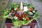 Tumpeng is traditional food from Indonesia made from rice, noodles, eggs, tempe kering, and vegetables